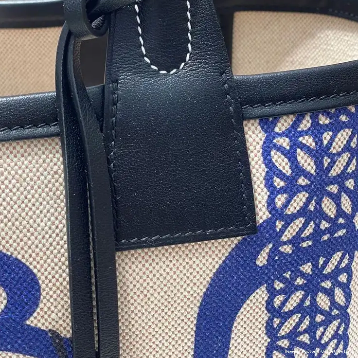 Affordable Plume Beige Bag In Fantaisie 25 Hermes with Blue H Motif Canvas d'Etriers Steeple 0418